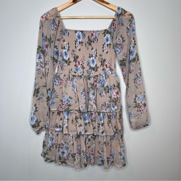 Madden NYC Floral Milkmaid Coquette Ruffle Smocked  Dress XS #3 - Picture 2 of 10